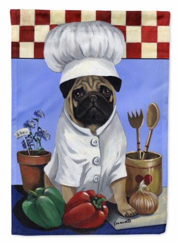 Carolines Treasures  PPP3155GF Pug Veggie Chef Flag Garden Size Perspective: front