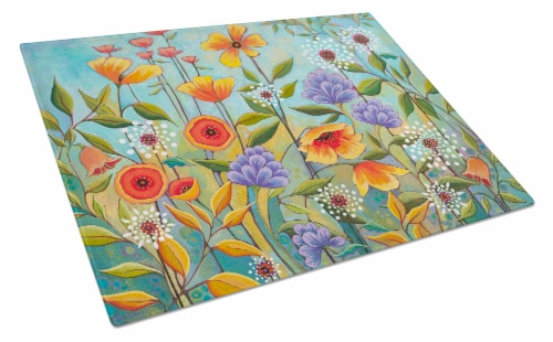 Carolines Treasures PPD3016LCB Fresh Air Flowers Glass Cutting Board Large Perspective: front
