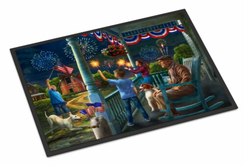 Carolines Treasures PTW2073JMAT 4th of July at Grandpa's USA Doormat 24x36 Perspective: front