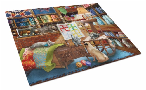 Carolines Treasures  PTW2063LCB Trouble in The Quilt Room Glass Cutting Board La Perspective: front