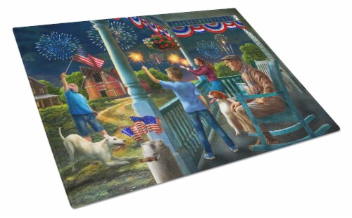 Carolines Treasures PTW2073LCB 4th of July at Grandpa's USA Glass Cutting Board Perspective: front