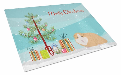 American Guinea Pig Merry Christmas Glass Cutting Board Large Perspective: front