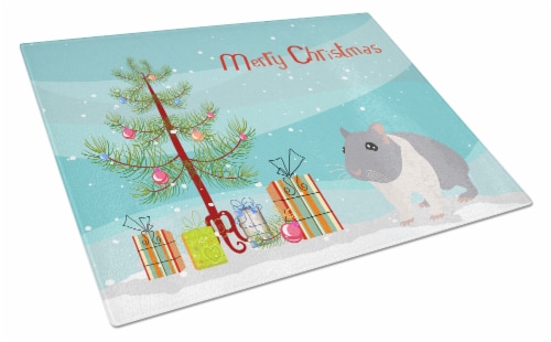 South African Hamster Merry Christmas Glass Cutting Board Large Perspective: front