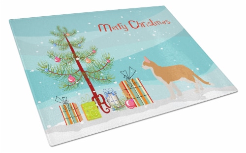 Aphrodite Giant #2 Cat Merry Christmas Glass Cutting Board Large Perspective: front