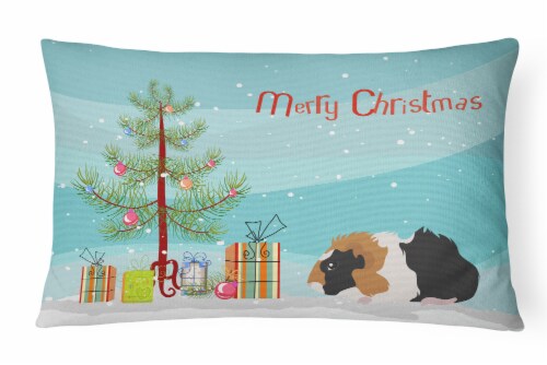Abyssinian Guinea Pig Merry Christmas Canvas Fabric Decorative Pillow Perspective: front