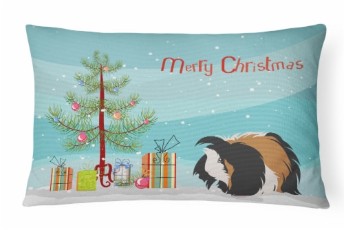 Sheba Guinea Pig Merry Christmas Canvas Fabric Decorative Pillow Perspective: front