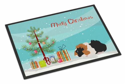 Abyssinian Guinea Pig Merry Christmas Indoor or Outdoor Mat 24x36 Perspective: front