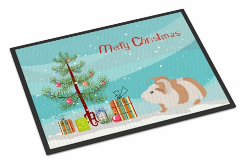 Silkie Guinea Pig Merry Christmas Indoor or Outdoor Mat 24x36 Perspective: front