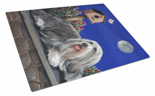 Carolines Treasures  PPP3018LCB Bearded Collie Moon shine Glass Cutting Board La Perspective: front