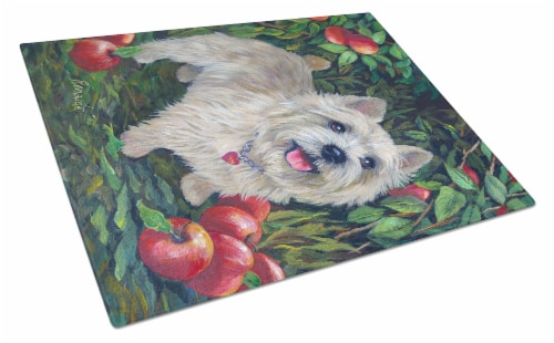 Carolines Treasures  PPP3116LCB Norwich Terrier Apple Grove Glass Cutting Board Perspective: front