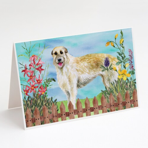 Irish Wolfhound Spring Greeting Cards and Envelopes Pack of 8 Perspective: front