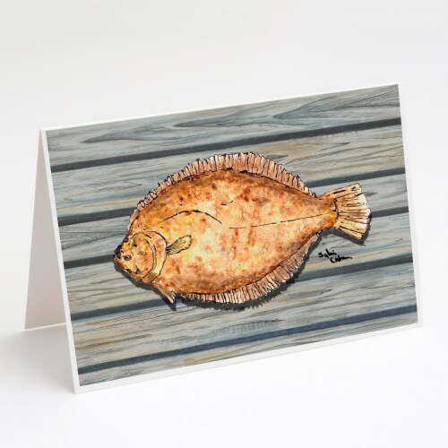 Carolines Treasures  8495GCA7P Fish Flounder Greeting Cards and Envelopes Pack o Perspective: front