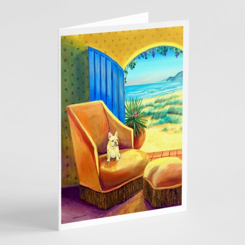 French Bulldog My Chair Greeting Cards and Envelopes Pack of 8 Perspective: front