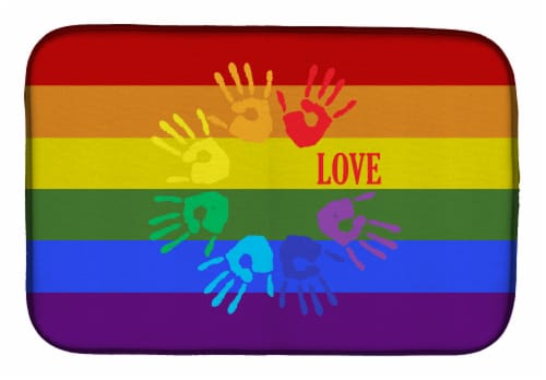 Carolines Treasures CK8021DDM Gay Pride Love Hands Dish Drying Mat Perspective: front