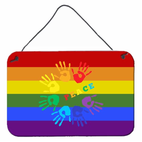 Carolines Treasures CK8020DS812 Gay Pride Peace Hands Wall or Door Hanging Prin Perspective: front