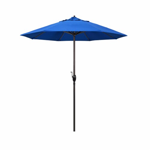 California Umbrella Market Patio Umbrella With Auto Tilt and Crank - Royal Blue/Bronze Perspective: front