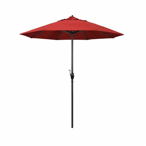 California Umbrella Market Patio Umbrella With Auto Tilt and Crank - Red/Bronze Perspective: front