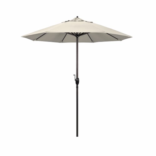 California Umbrella Market Patio Umbrella With Auto Tilt and Crank Lift - Antique Beige/Bronze Perspective: front