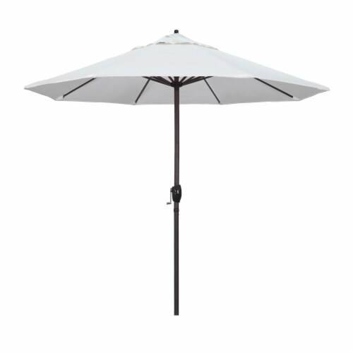 California Umbrella Market Patio Umbrella With Auto Tilt and Crank - White/Bronze Perspective: front