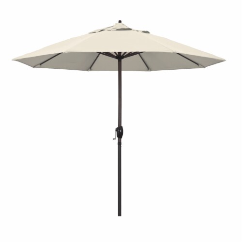 California Umbrella Market Patio Umbrella With Auto Tilt and Crank - Beige/Bronze Perspective: front