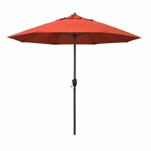 California Umbrella Market Patio Umbrella With Auto Tilt and Crank Lift - Sunset/Bronze Perspective: front