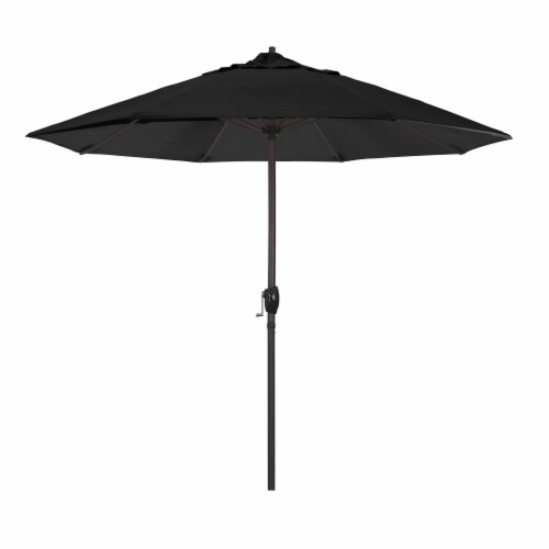 California Umbrella Market Patio Umbrella With Auto Tilt and Crank - Black/Bronze Perspective: front