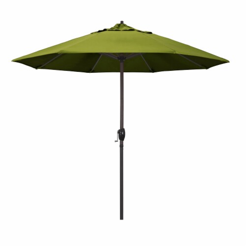 California Umbrella Aluminum Market With Auto Tilt and Crank Lift - Kiwi/Bronze Perspective: front