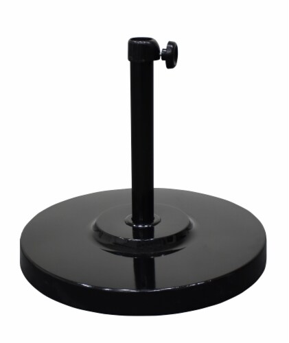 California Umbrella Market Patio Umbrella Steel Base with Concrete Interior -Black Perspective: front