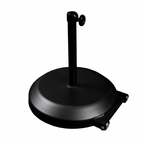 California Umbrella Market Patio Umbrella Steel Base with Concrete Interior - Black Perspective: front