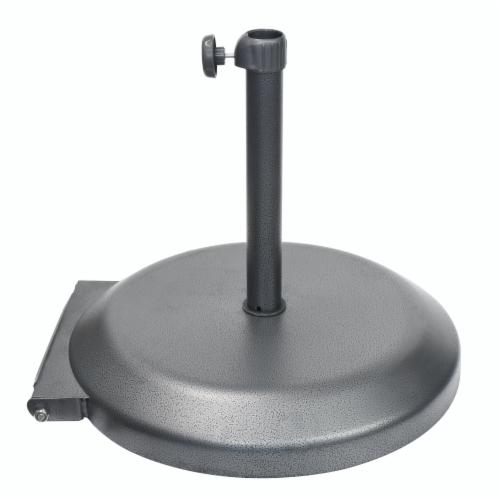 California Umbrella Market Patio Steel Base with Concrete Interior - Hammertone Grey Perspective: front
