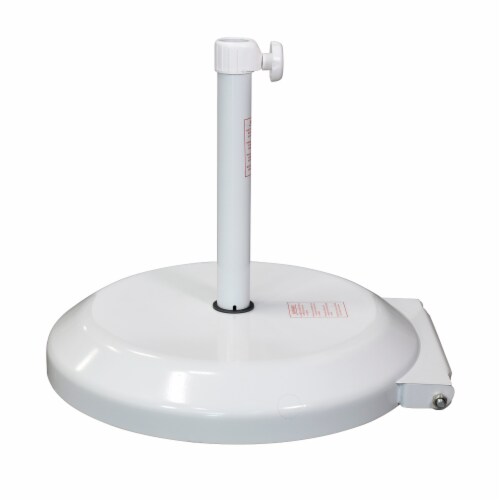California Umbrella Market Patio Umbrella Steel Base with Concrete Interior - White Perspective: front