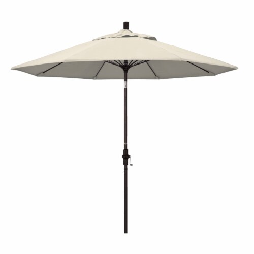 California Umbrella Market Patio Umbrella With Auto Tilt and Crank - Beige/Bronze Perspective: front