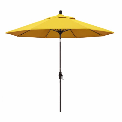 California Umbrella Market Patio Umbrella With Auto Tilt and Crank Lift - Lemon/Bronze Perspective: front