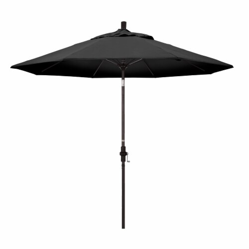 California Umbrella Market Patio Umbrella With Auto Tilt and Crank Lift - Black/Bronze Perspective: front