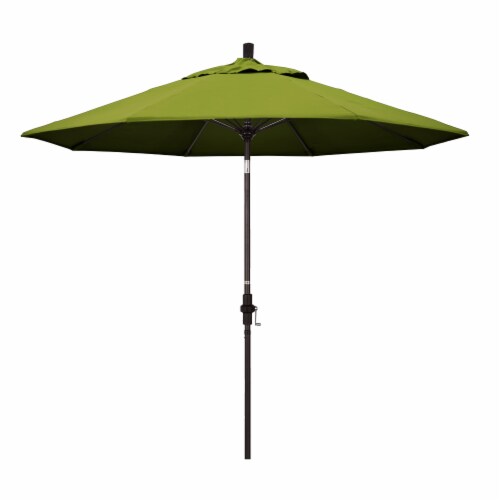 California Umbrella Market Patio Umbrella With Auto Tilt and Crank - Kiwi/Bronze Perspective: front