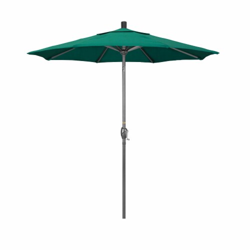 California Umbrella Market Patio Umbrella With Auto Tilt and Crank Lift - Aztec/Hammertone Grey Perspective: front