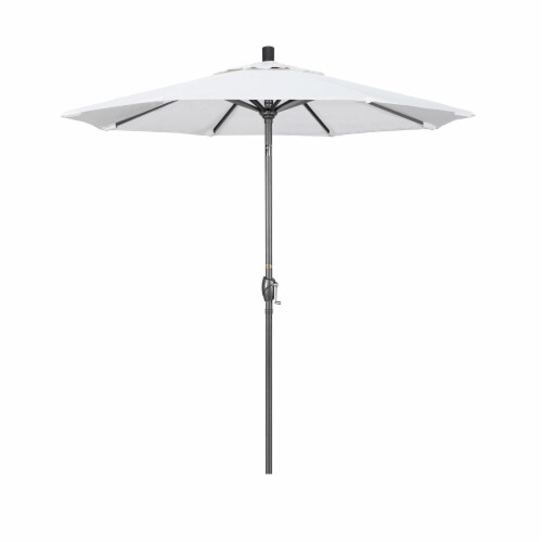California Umbrella Market Patio Umbrella With Auto Tilt and Crank - Natural/Hammertone Grey Perspective: front