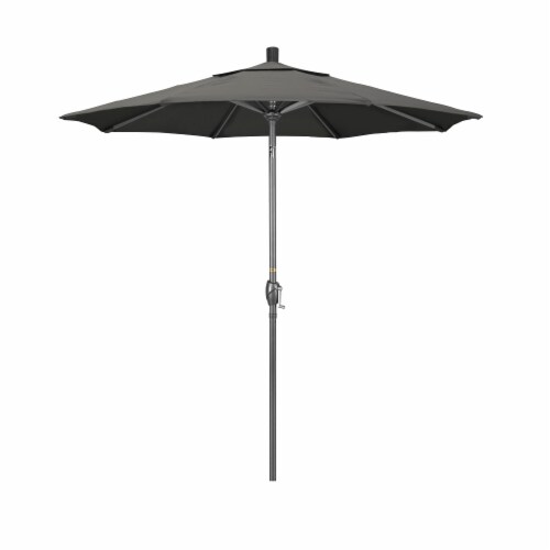 California Umbrella Market Patio Umbrella With Auto Tilt and Crank Lift - Charcoal/Hammertone Grey Perspective: front