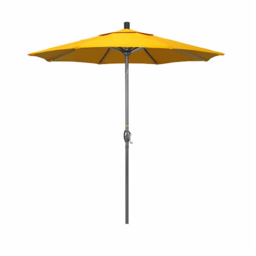 California Umbrella Market Patio Umbrella With Auto Tilt and Crank - Sunflower Yellow/Grey Perspective: front