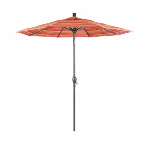 California Umbrella Market Patio Umbrella With Auto Tilt and Crank - Dolce Mango/Hammertone Grey Perspective: front