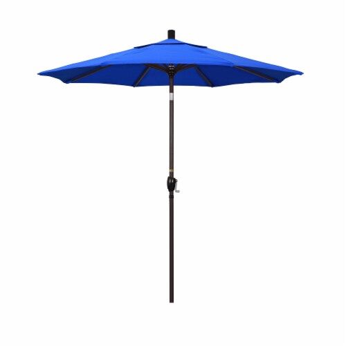 California Umbrella Market Patio Umbrella With Auto Tilt and Crank - Pacific Blue/Bronze Perspective: front