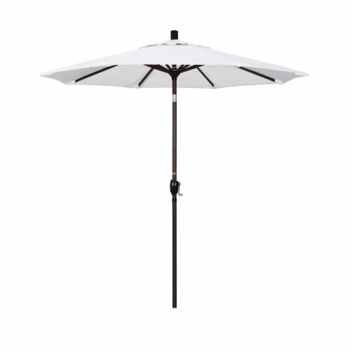 California Umbrella Market Patio Umbrella With Auto Tilt and Crank - Natural/Bronze Perspective: front