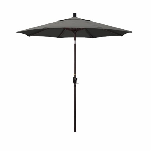 California Umbrella Market Patio Umbrella With Auto Tilt and Crank - Charcoal/Bronze Perspective: front
