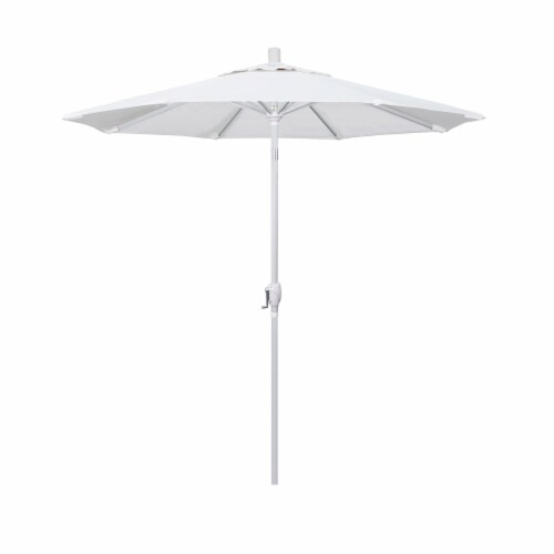 California Umbrella Market Patio Umbrella With Auto Tilt and Crank Lift - Natural/Matted White Perspective: front