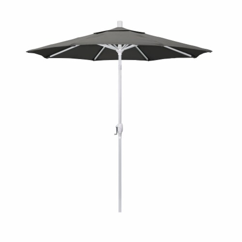 California Umbrella Market Patio Umbrella With Auto Tilt and Crank Lift - Charcoal/Matted White Perspective: front