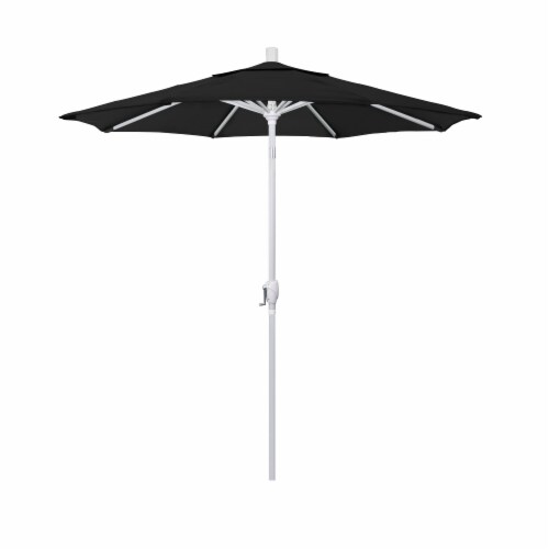 California Umbrella Market Patio Umbrella With Auto Tilt and Crank - Black/Matted White Perspective: front