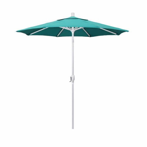 California Umbrella Market Patio Umbrella With Auto Tilt and Crank - Aruba/Matted White Perspective: front