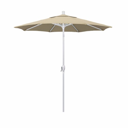 California Umbrella Market Patio Umbrella With Auto Tilt and Crank Lift - Antique Beige/Matted White Perspective: front