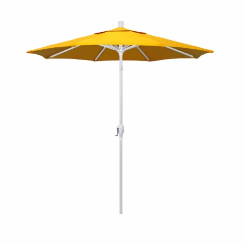 California Umbrella Market Patio Umbrella With Auto Tilt and Crank - Sunflower Yellow/Matte White Perspective: front