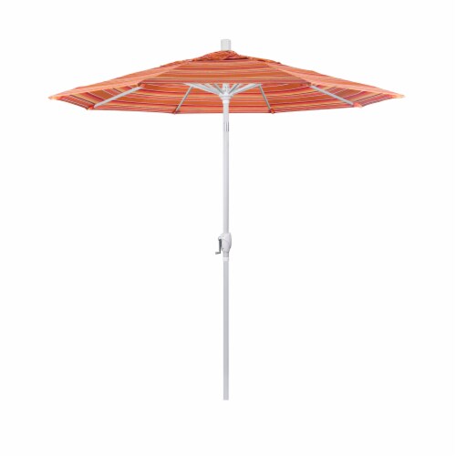 California Umbrella Aluminum Market With Auto Tilt and Crank Lift - Dolce Mando/Matte White Perspective: front